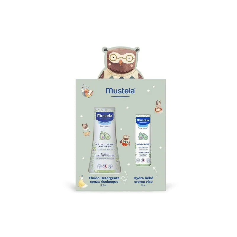 Mustela Cofanetto Baby Change Set - Fluido Detergente senza risciacquo 300 ml + Hydra bebè crema viso 40 ml