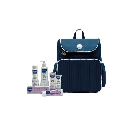 Mustela Zaino Baby Care Kit con Detergente 200 ml + Fluido 300 ml + Pasta Cambio 50 ml + Crema Viso 40 ml