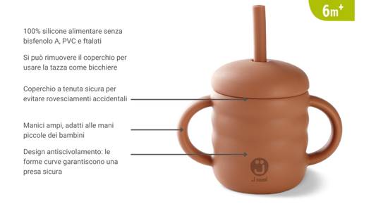 J Bimbi My Home Cup - Tazza in Silicone con manici 6m+ 160 ml