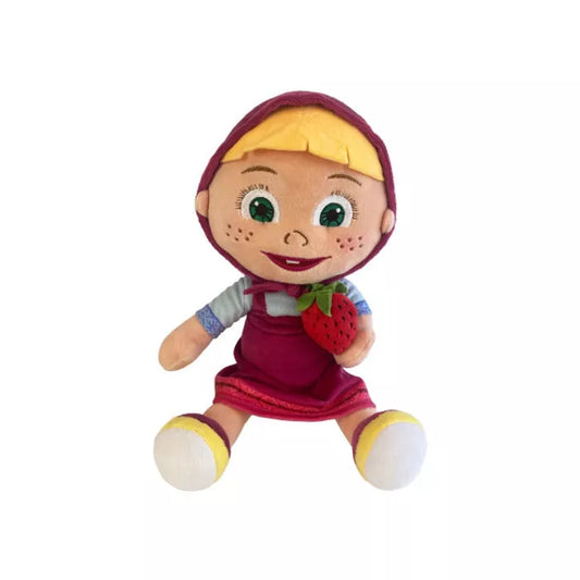 Peluche Masha con Fragola 25 cm – Bambola Morbida Seduta, Gioco Prima Infanzia 0+