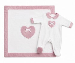 Preziosini Baby Set Coperta+Tutina Col. Panna/Rosa - Misura 1/3 mesi