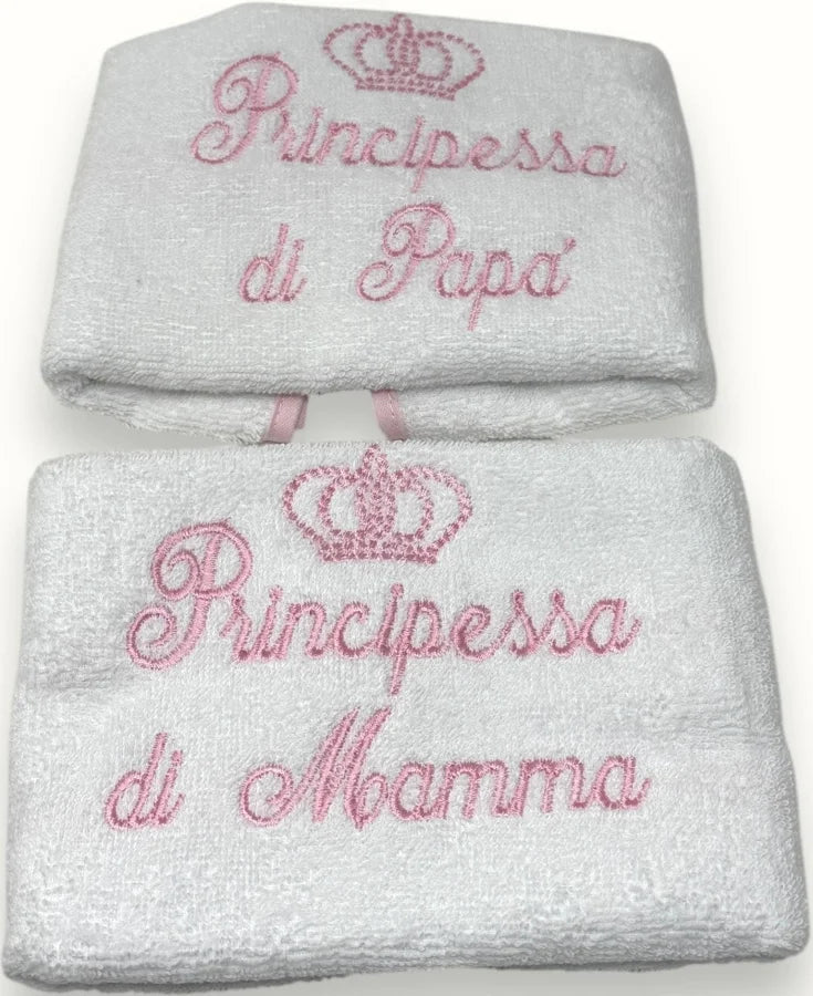 Nancy Baby - Idea Regalo Baby Set 2 Asciugamano Ricamati Mamma/papà Art. 1517