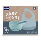 Chicco Easy Start Set Pappa Svezzamento in Silicone 3 pz - Bavaglino - Cucchiaino - Ciotola