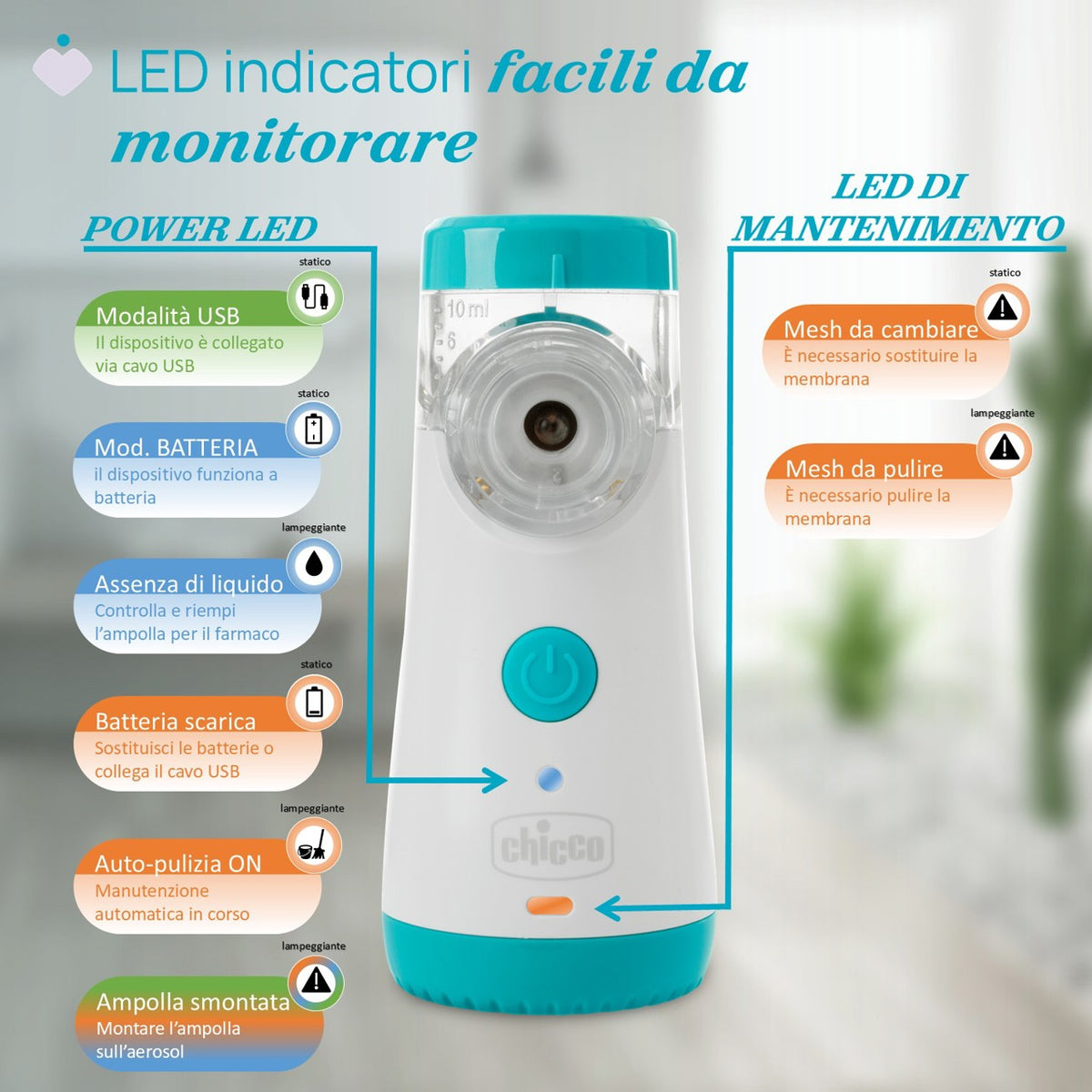 Chicco Aerosol Mesh Easy Breath Go+ con membrana sostituibile