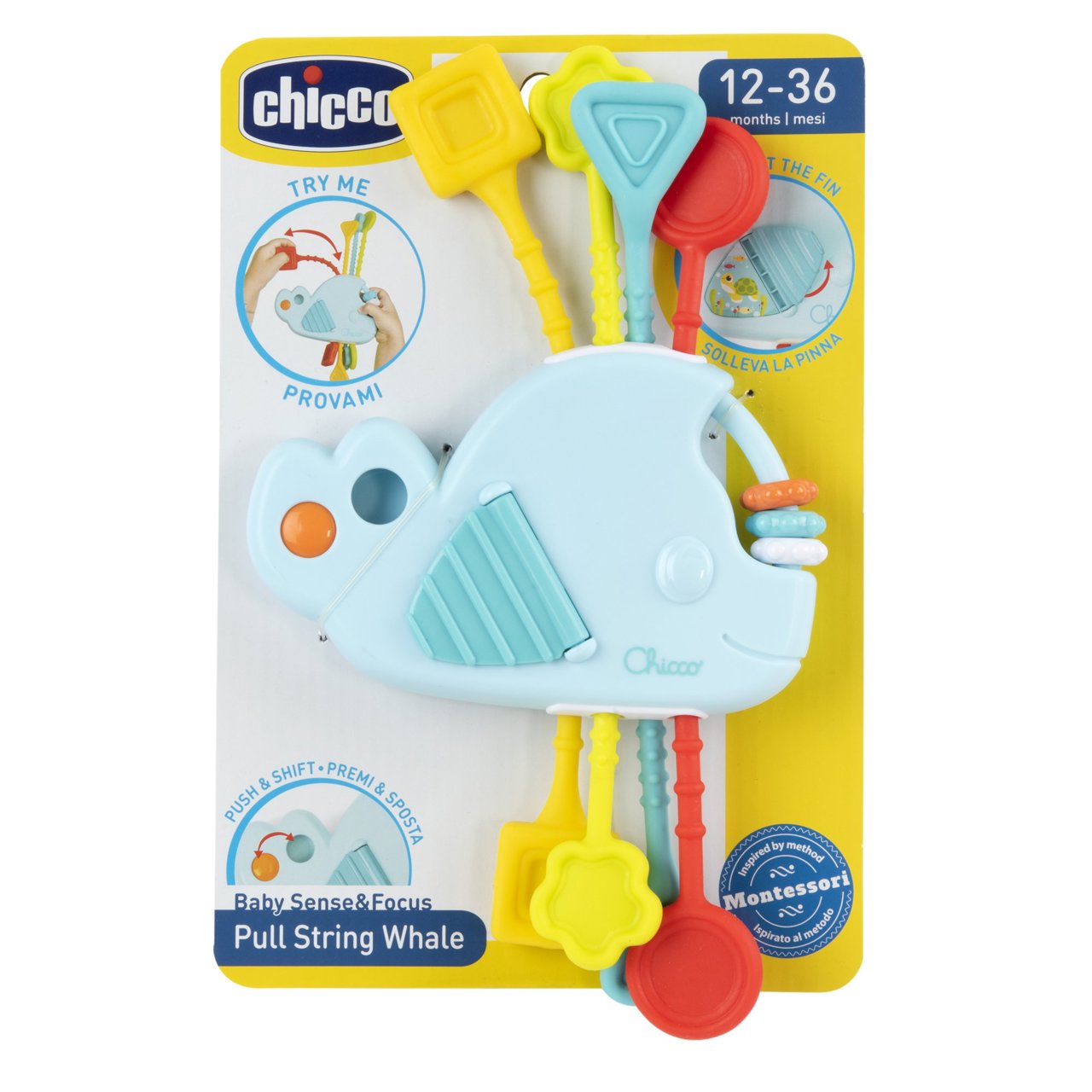 Chicco - Pull String Balena - Gioco Montessori 6-36 mesi