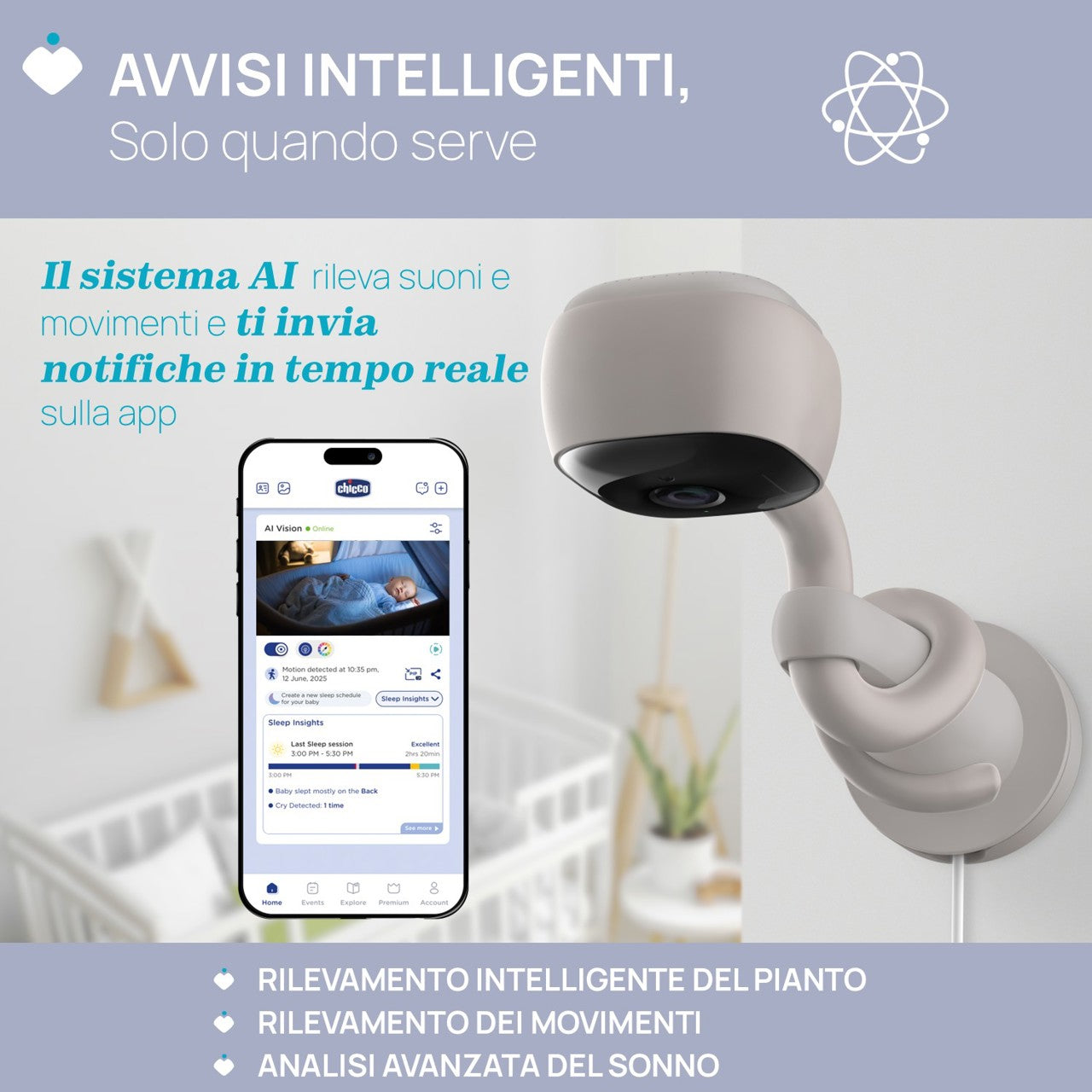 Chicco Video Baby Monitor WI-FI – Smart AI