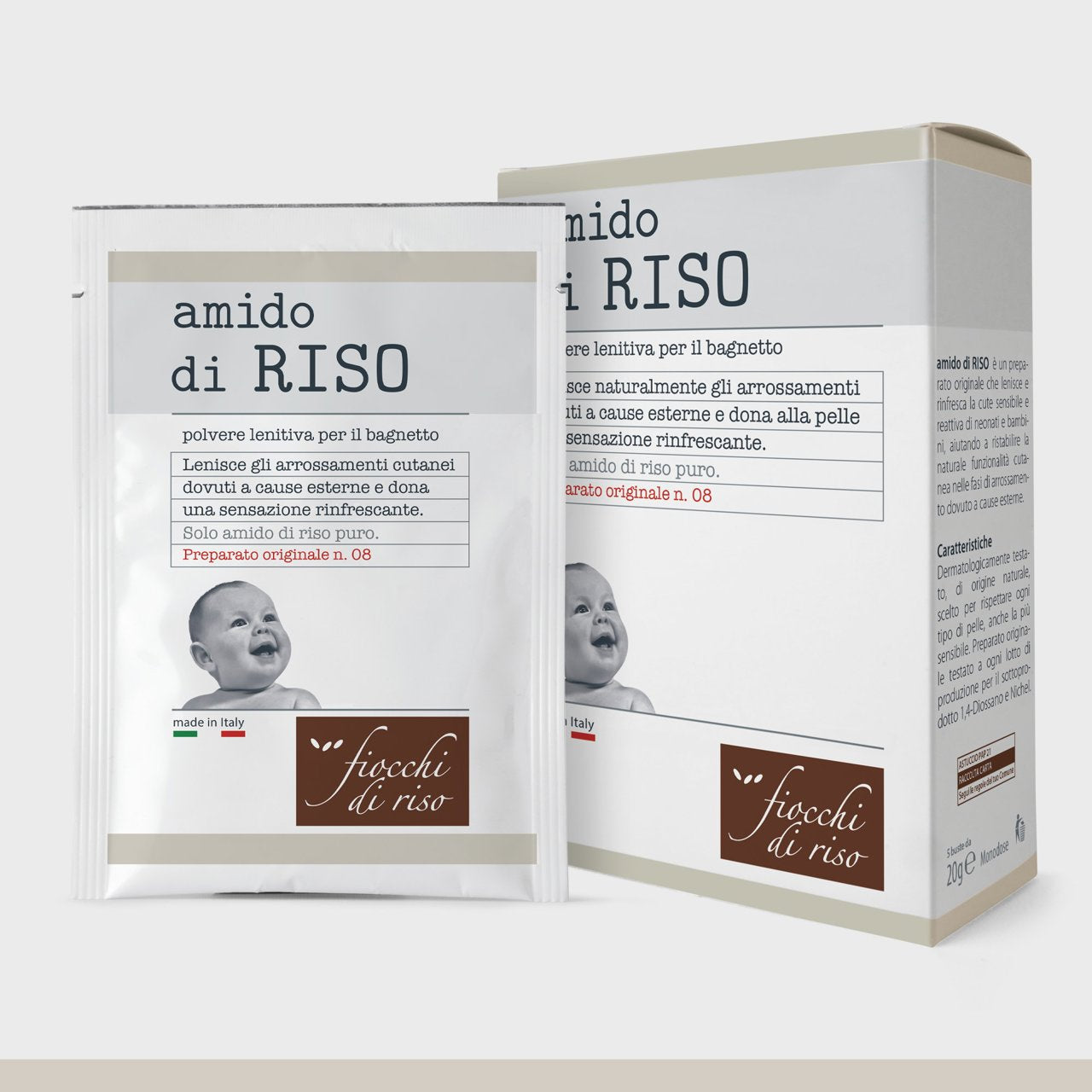 Fiocchi di riso - Amido di RISO  polvere lenitiva per il bagnetto | 100 g