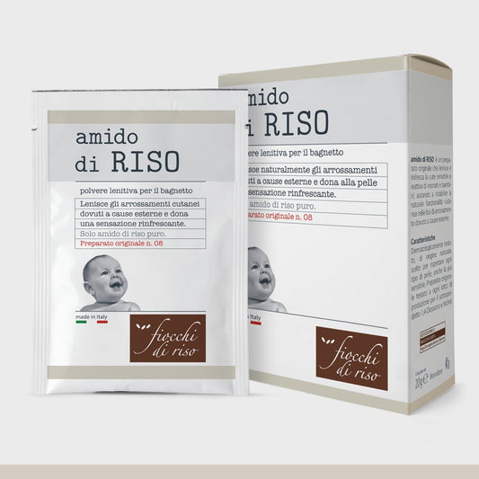 Fiocchi di riso - Amido di RISO  polvere lenitiva per il bagnetto | 100 g