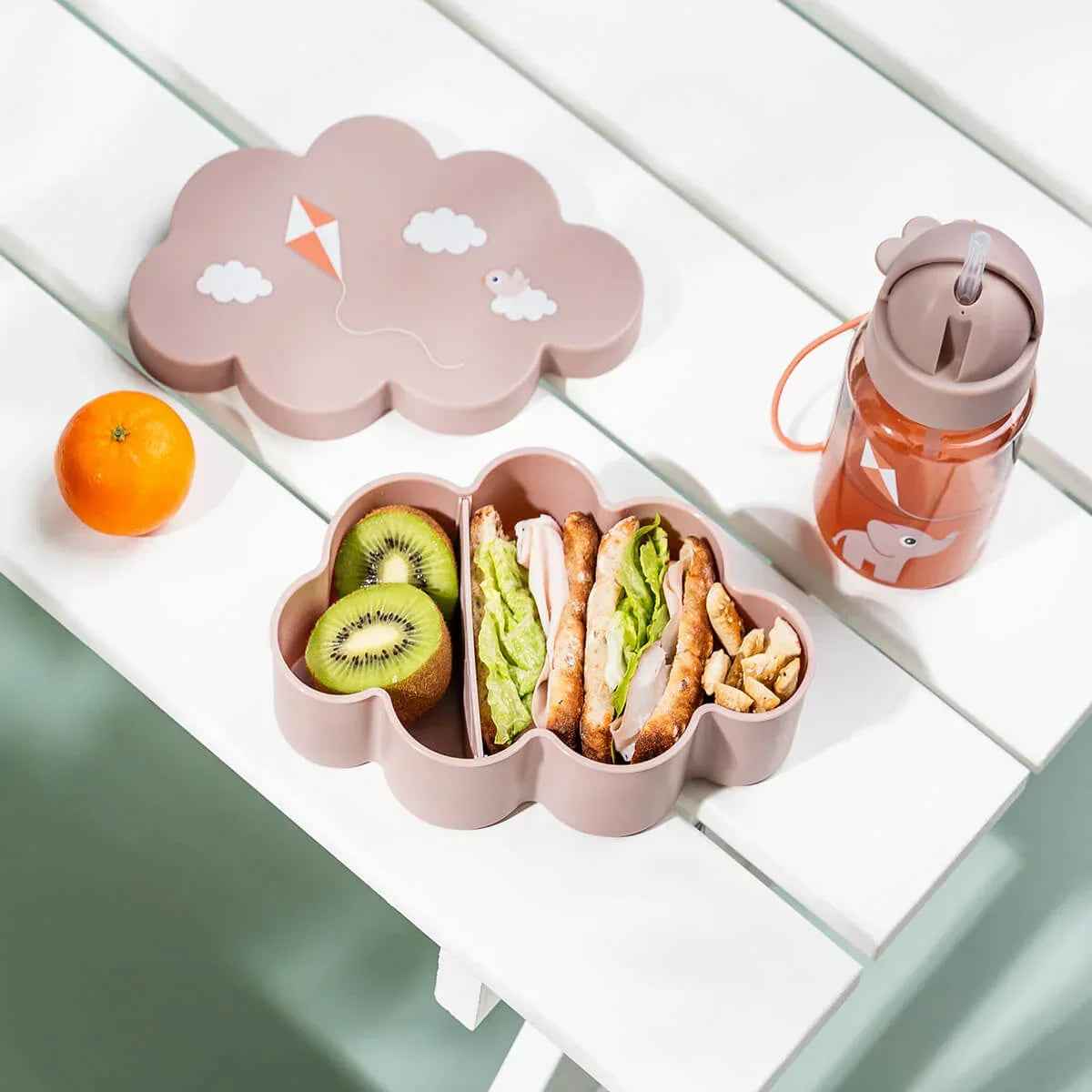 Done Bydeer Set Porta pranzo e snack con borraccia con cannuccia 100% Silicone