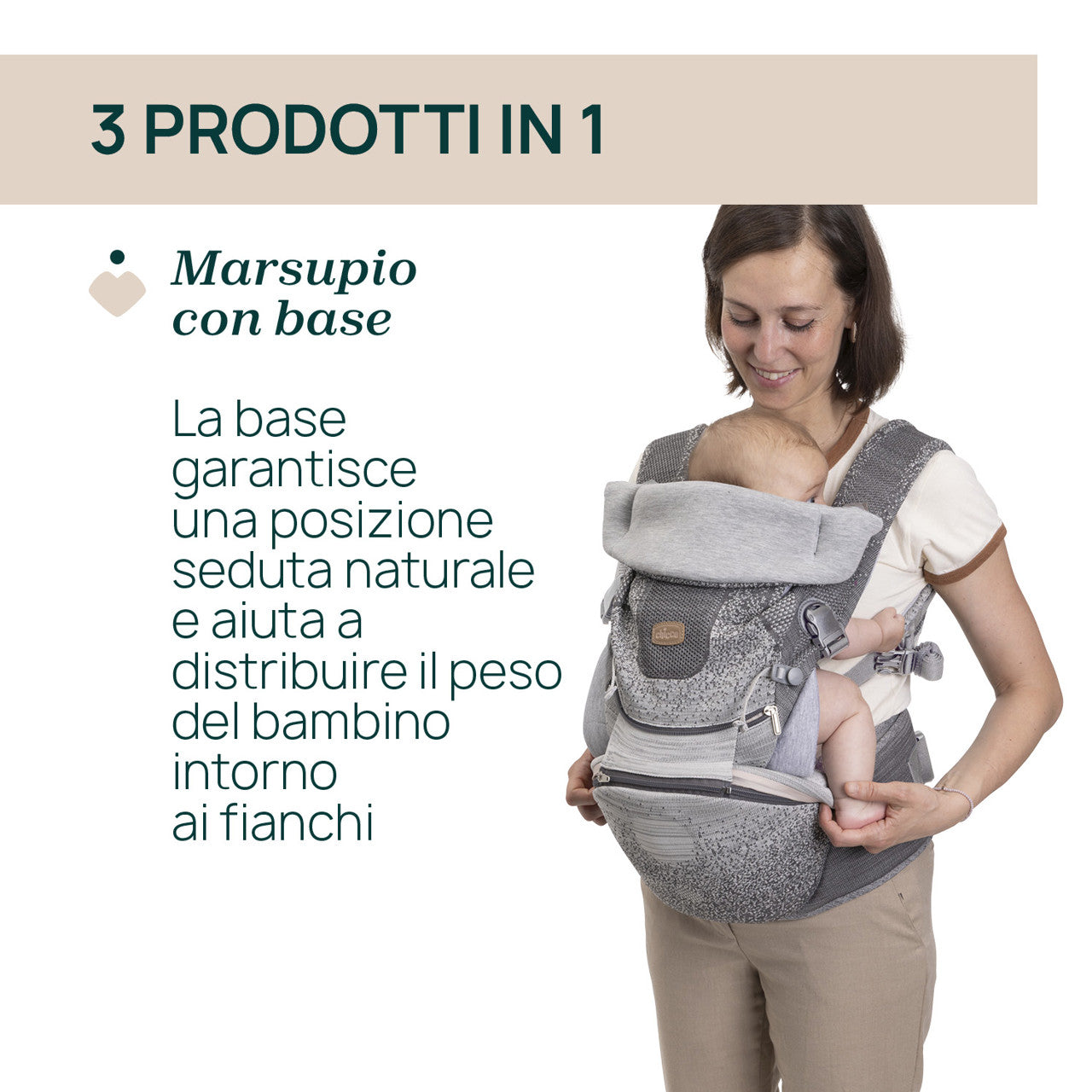 Chicco Marsupio Air Hip Fit - Base con supporto gonfiabile - adatto dalla nascita fino ai 15 Kg