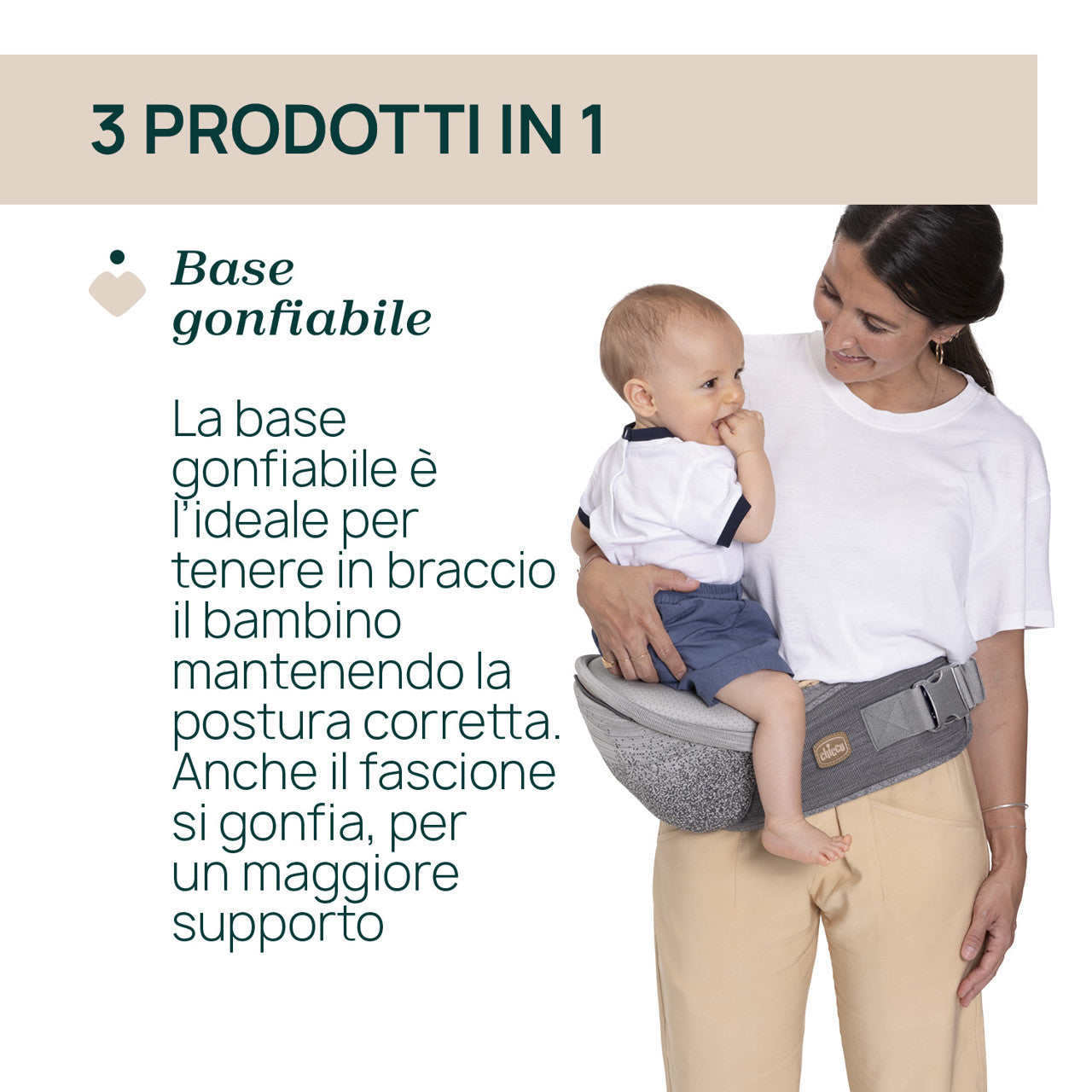 Chicco Marsupio Air Hip Fit - Base con supporto gonfiabile - adatto dalla nascita fino ai 15 Kg