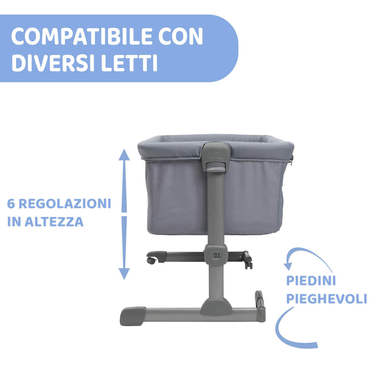 Chicco Next to Me Essential - Lettino Neonato Fianco Letto per Co-sleeping con Ruote