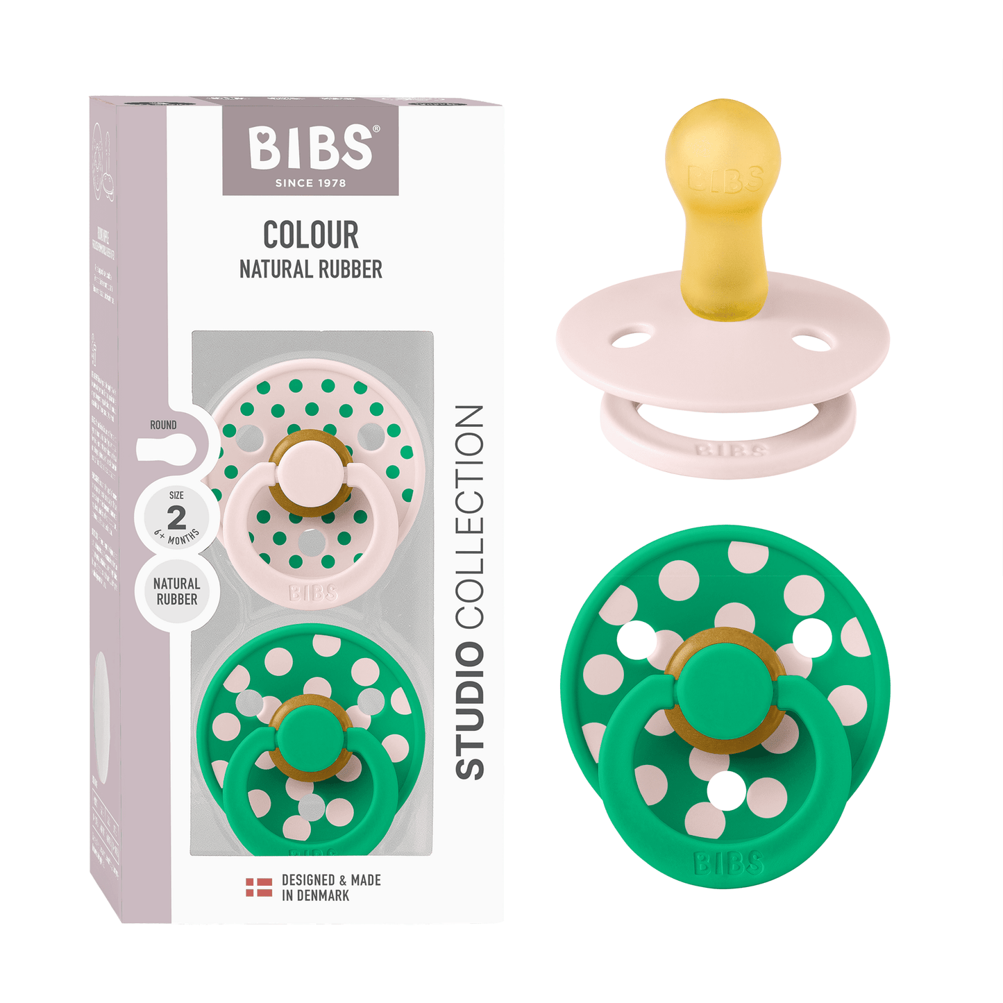 Bibs - Succhietti Colour Natural Rubber 2pz - Misura 2 6m+ Tettarella in caucciù