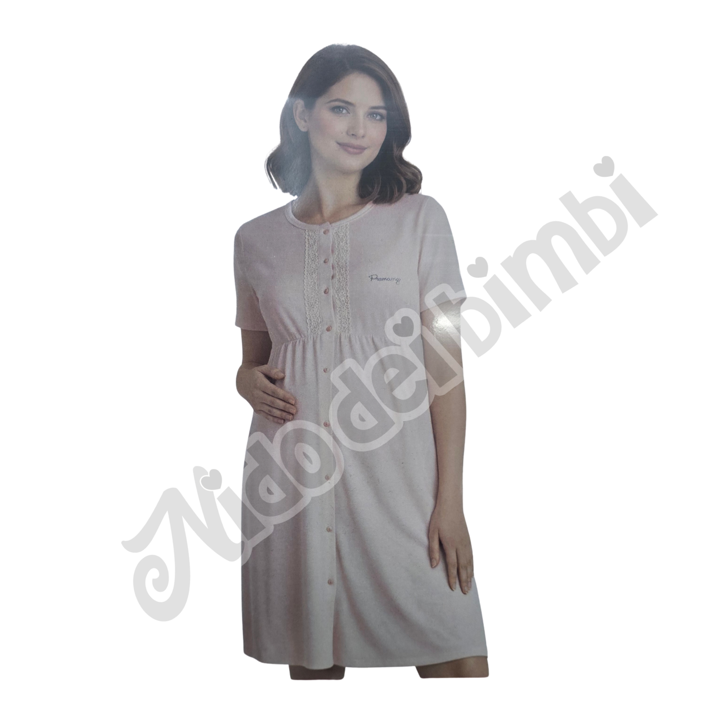 Premamy - Camicia Clinica aperta davanti mezza manica - in Cotone