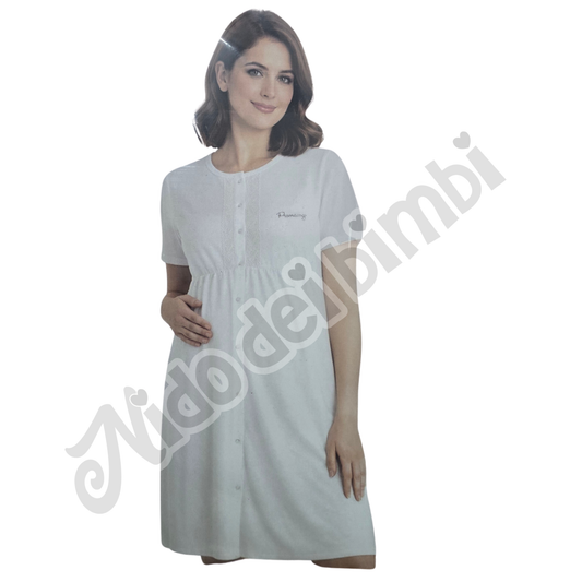 Premamy - Camicia Clinica aperta davanti mezza manica - in Cotone