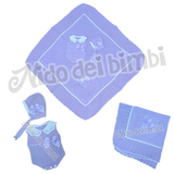 Corredino Baby 0-3 mesi - Copertina+Pagliaccetto+Cappellino in filo - 100% Cotone