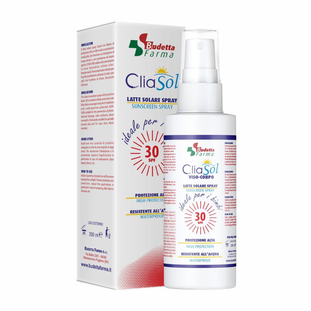 CliaSol Latte Solare Spray 30 SPF da 200 ml + in OMAGGIO Crema Doposole viso-corpo da 200 ml