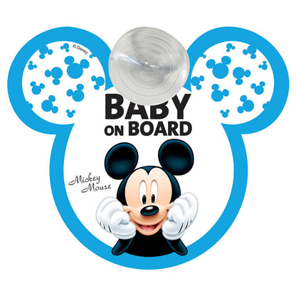 Disney Baby Segnale Auto con adesivo "Baby on board"  Mickey/Minnie - 21x26 cm