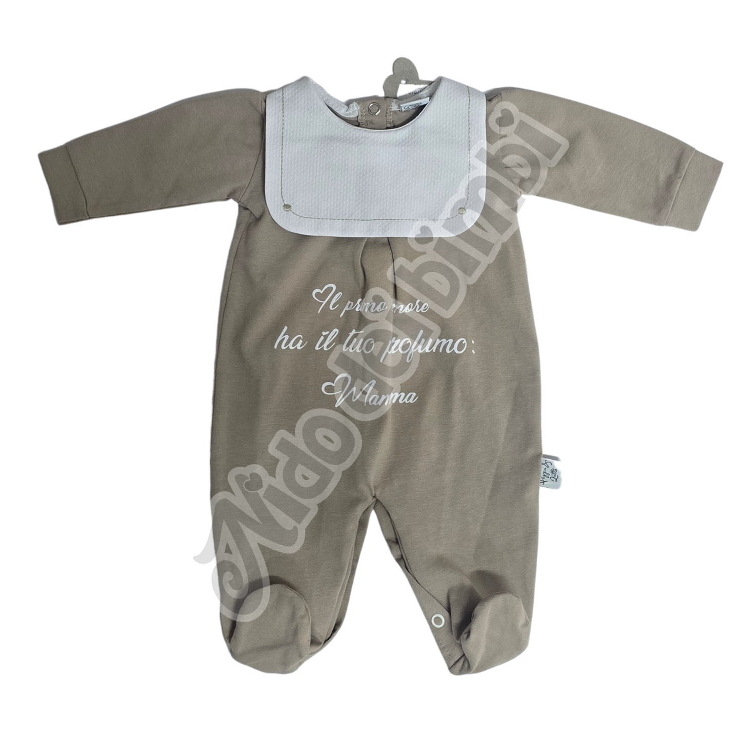 Pappa e Latte - Tutina Jersey Cotone 90% con colletto da ricamo personalizzabile