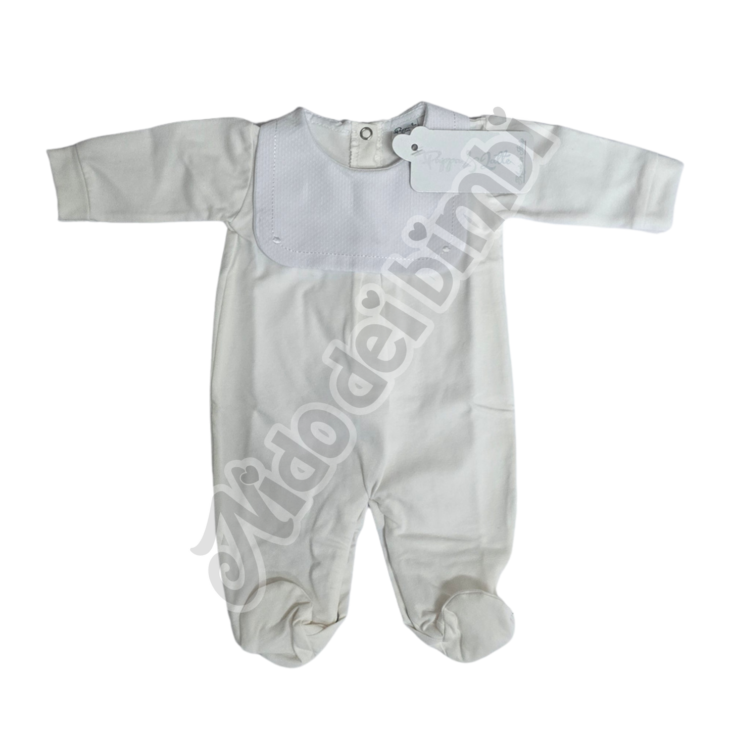 Pappa e Latte - Tutina Jersey Cotone 90% con colletto da ricamo personalizzabile