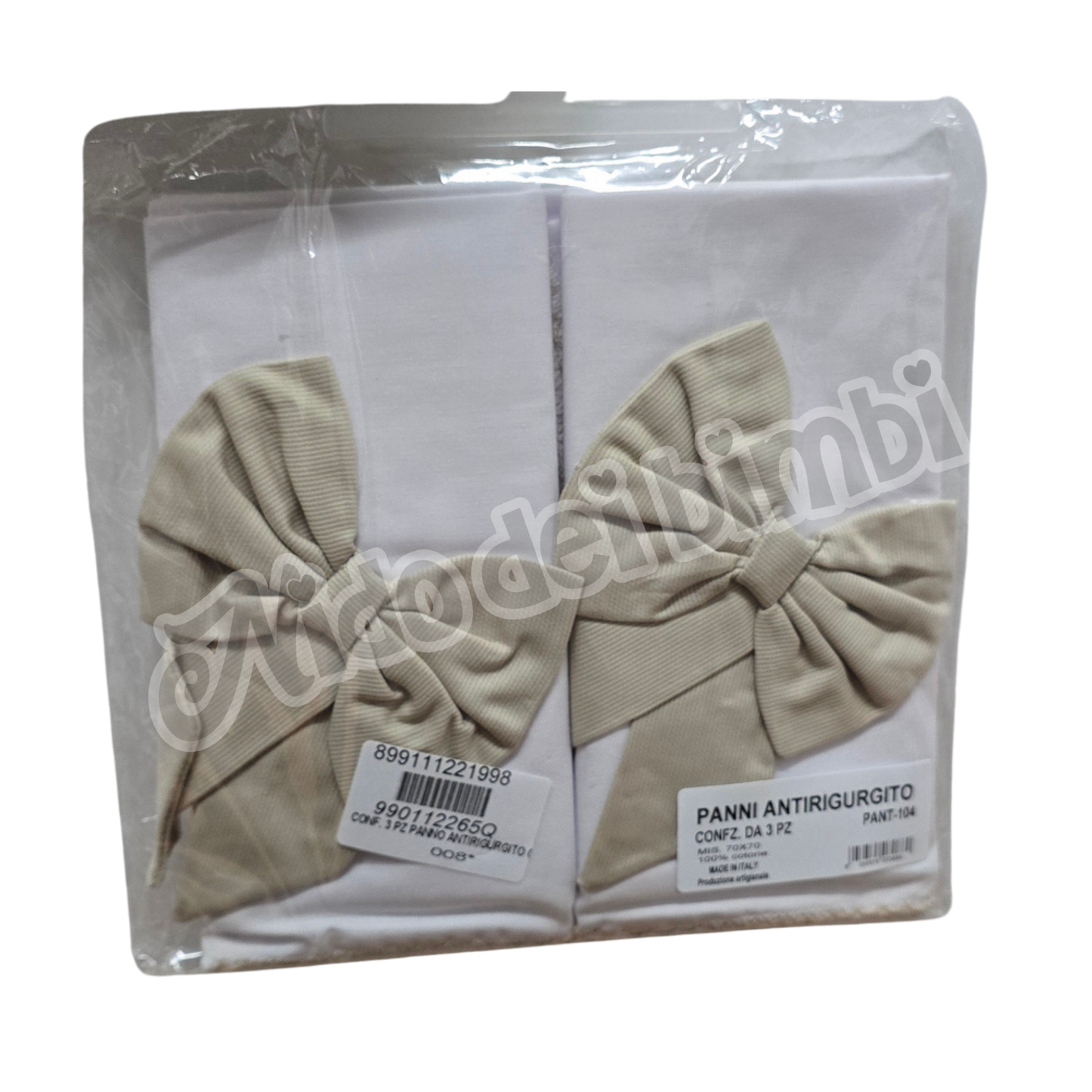 Panni Antirigurgito Confezione da 3 pz - misura 70x70cm - 100% Cotone