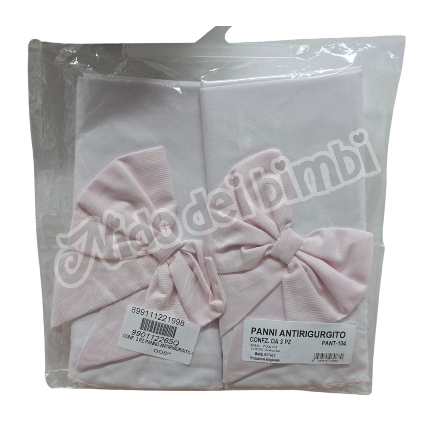 Panni Antirigurgito Confezione da 3 pz - misura 70x70cm - 100% Cotone