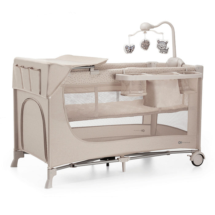 Kinderkraft Lettino da Campeggio Joy2 - Full Optional - con doppia altezza, fasciatoio, giostrina e sacca per il trasporto