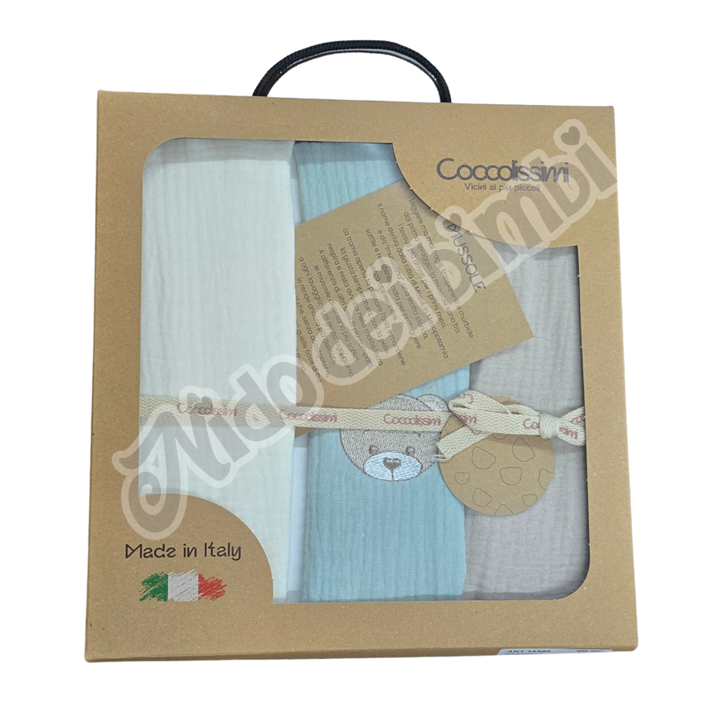 Coccolissimi Tris di Mussole Serie Teddy 70x70 cm 100% Cotone