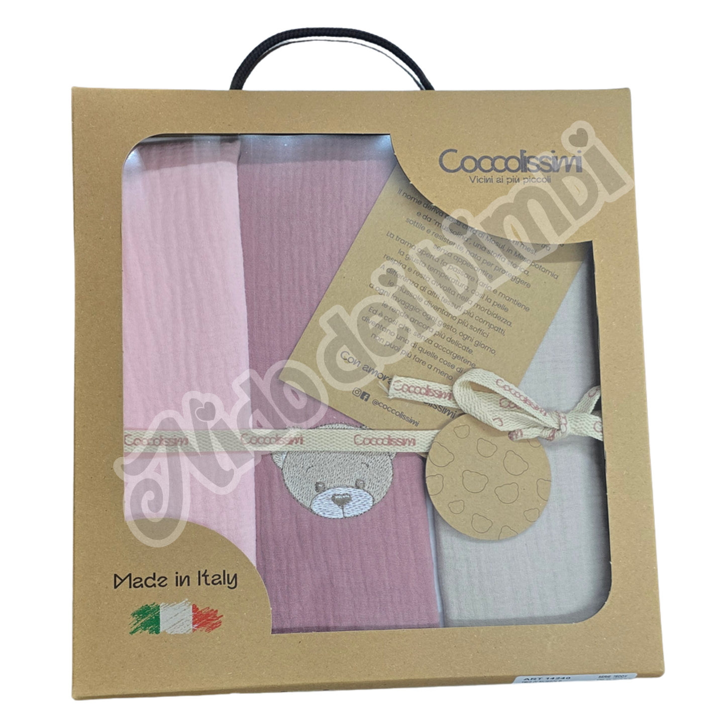 Coccolissimi Tris di Mussole Serie Teddy 70x70 cm 100% Cotone