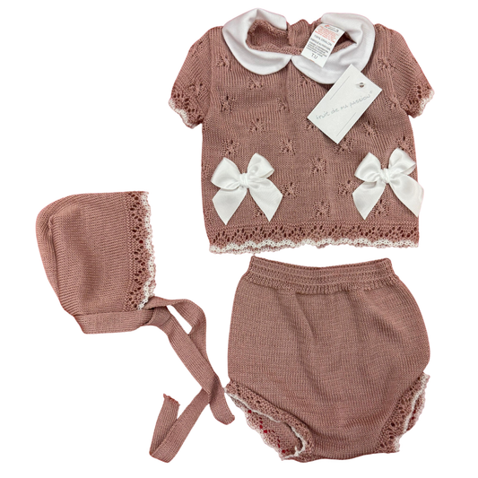 Fruit de ma passion - Corredino completo 3 pezzi Maglioncino Pantalone Cappellino (Taglia Unica 0-3 mesi)