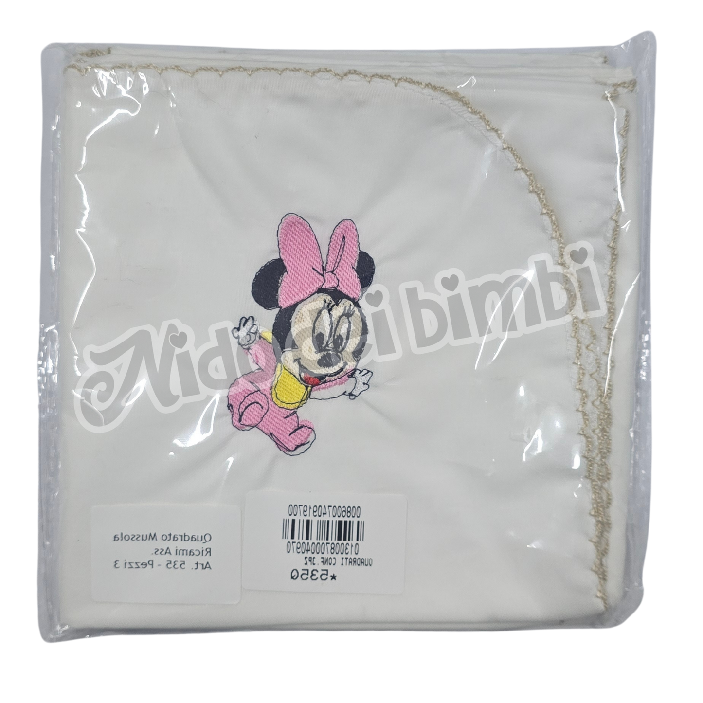 Quadrato Set Mussola Ricami Disney 3 pz