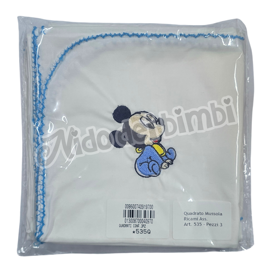 Quadrato Set Mussola Ricami Disney 3 pz