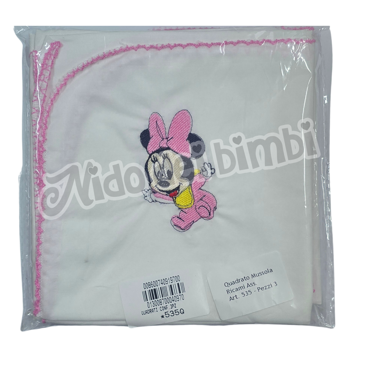 Quadrato Set Mussola Ricami Disney 3 pz