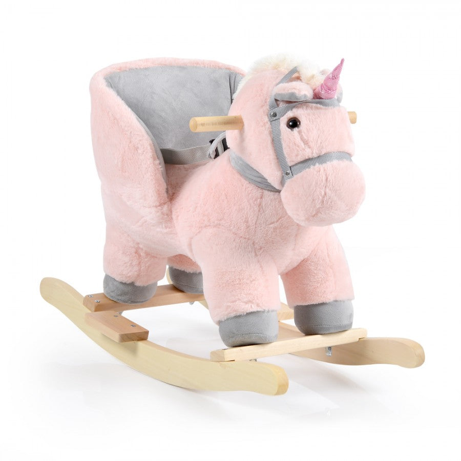 Moni Toys Cookie Unicorno Rosa con suoni realistici e dondolo in legno