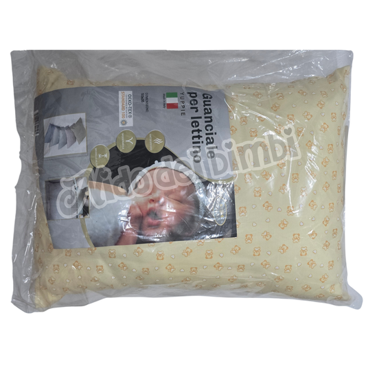 Mella Kids Cuscino per lettino Yuppie - Guanciale sfoderabile e antisoffoco - modello alto