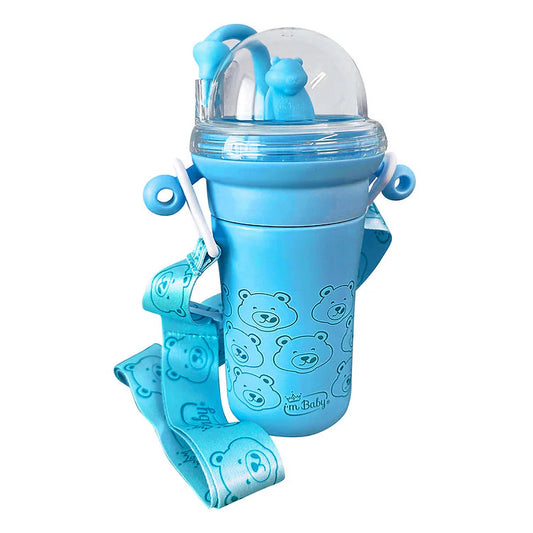 I'm Baby PlayKup Borraccia termica in acciaio Inox con sistema antigoccia, comoda tracolla ed orsetto a fontanella