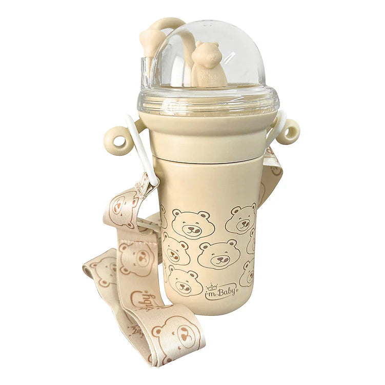 I'm Baby PlayKup Borraccia termica in acciaio Inox con sistema antigoccia, comoda tracolla ed orsetto a fontanella