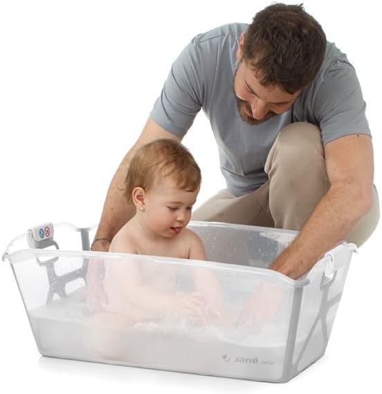 Jane Oasis - Vasca da bagno pieghevole per bambini, compatta, facile da piegare + Supporto robusto per neonati e bambini, colore: bianco
