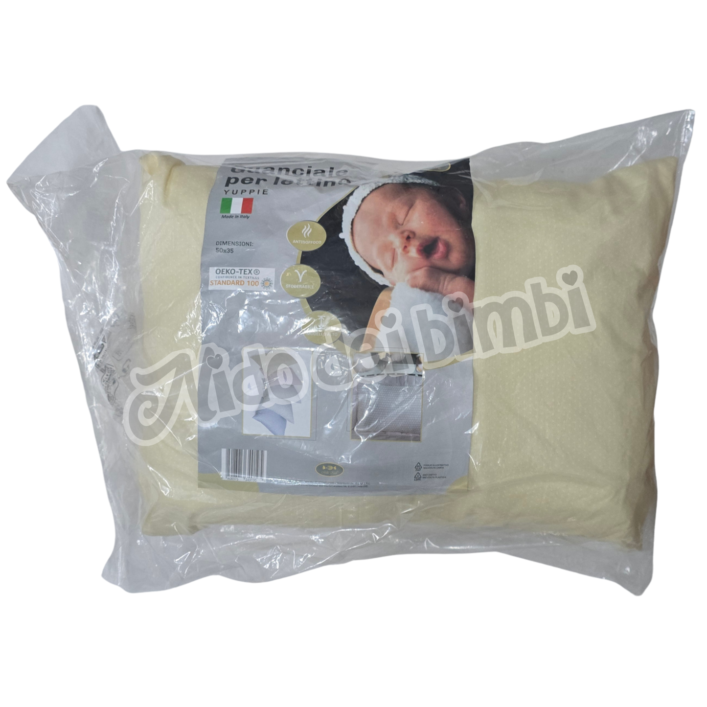 Mella Kids Cuscino per lettino Yuppie - Guanciale sfoderabile e antisoffoco - modello alto
