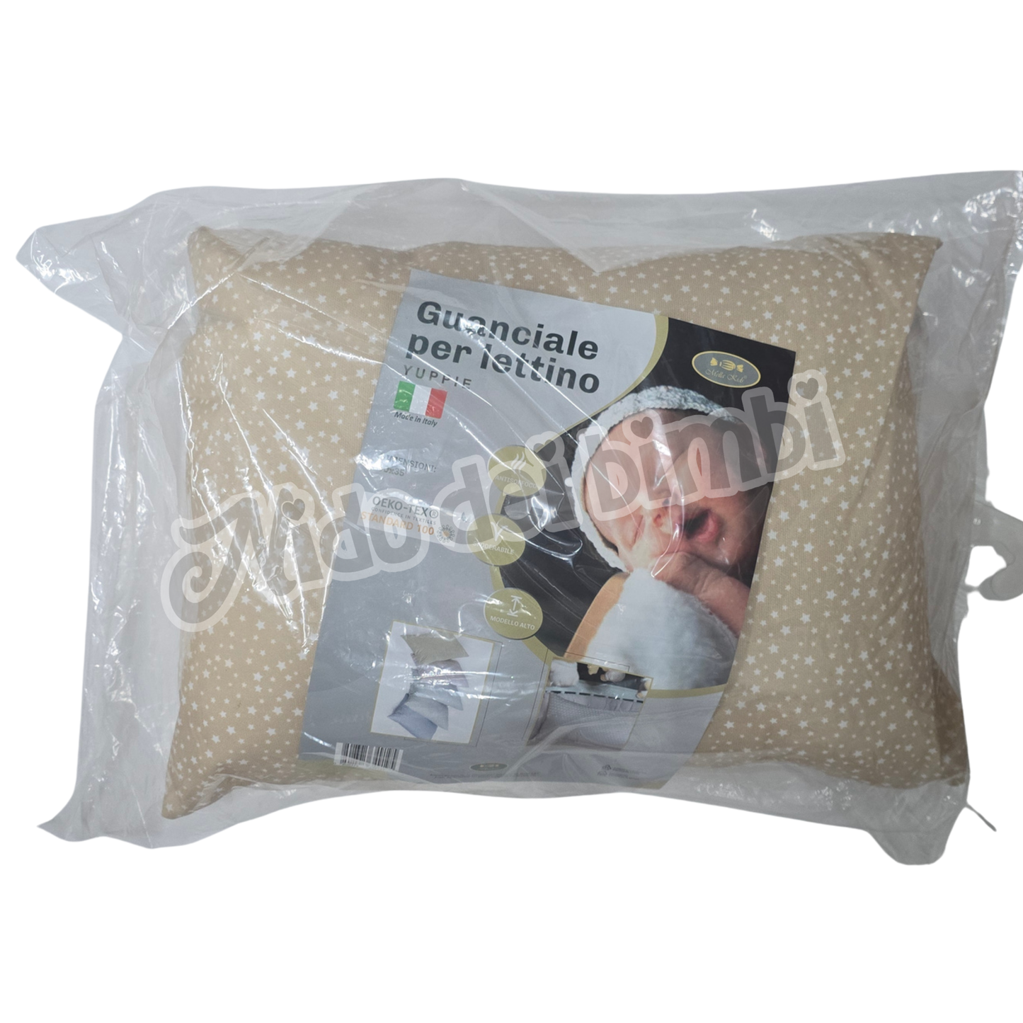 Mella Kids Cuscino per lettino Yuppie - Guanciale sfoderabile e antisoffoco - modello alto