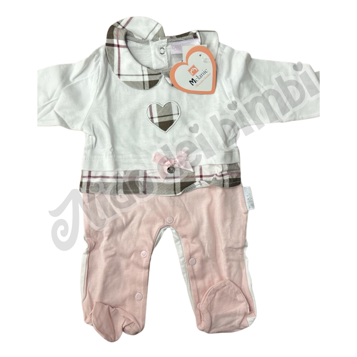 Melanie tutina Bianca/Rosa 6-9 mesi (vestibilità 3/6 mesi) 100% Cotone