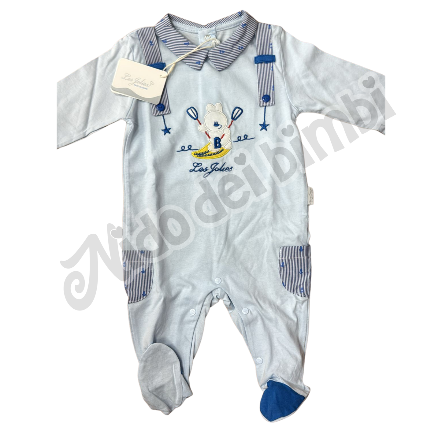 Les Jolies Tutina Maschietto Cielo 3/6 mesi 100% Cotone