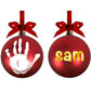 Pallina di Natale rossa da appendere all’albero personalizzabile con impronta e pennarello dorato