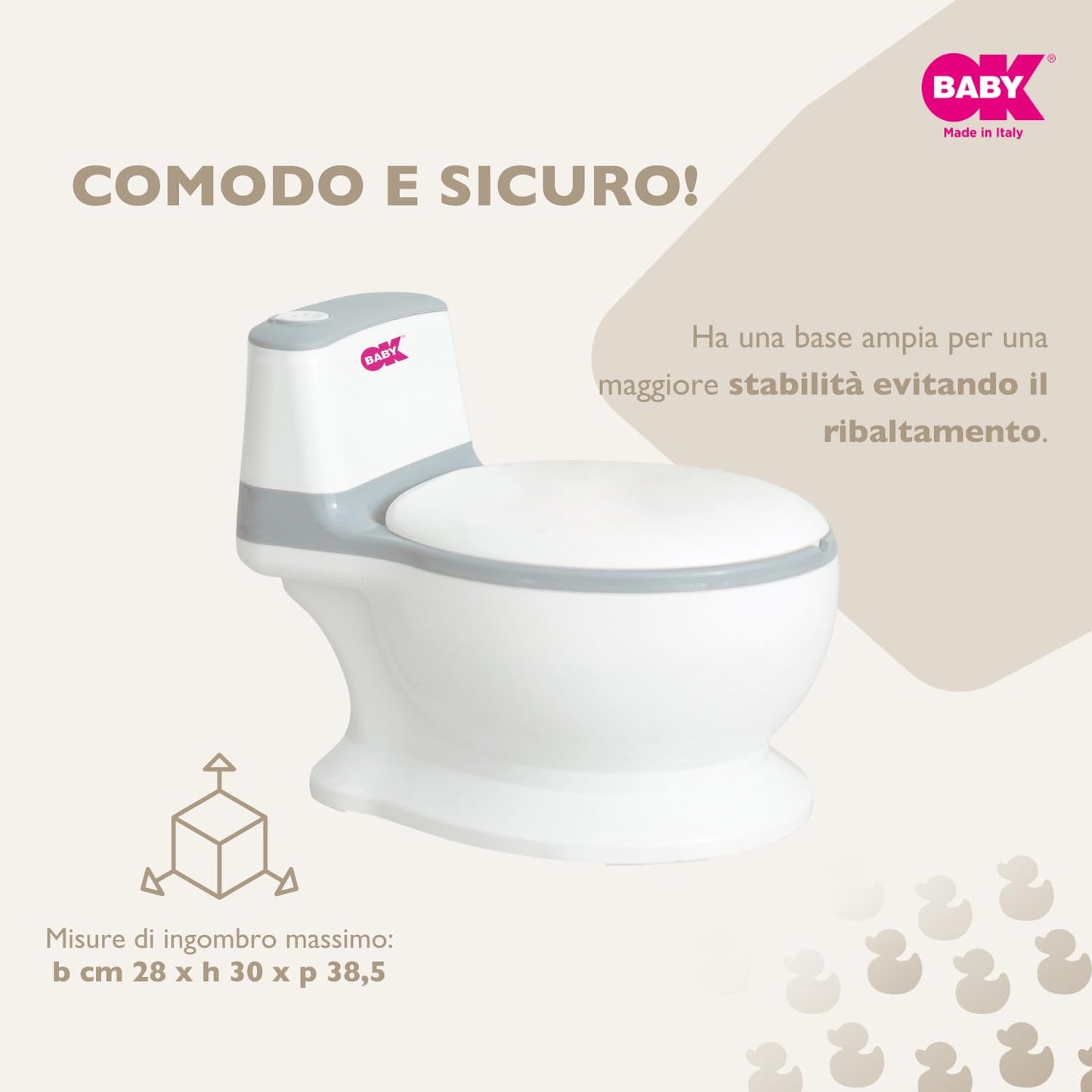 Ok Baby Mini Wc 18m+ - con suono dello sciacquone - coperchio per una maggiore igiene - anti-schizzi - contenitore removibile