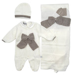 Nazareno Gabrielli Set nascita 3 pz Neonato Smacchinato - Tutina, Coperta e Cappello Taglia 0-1 mese