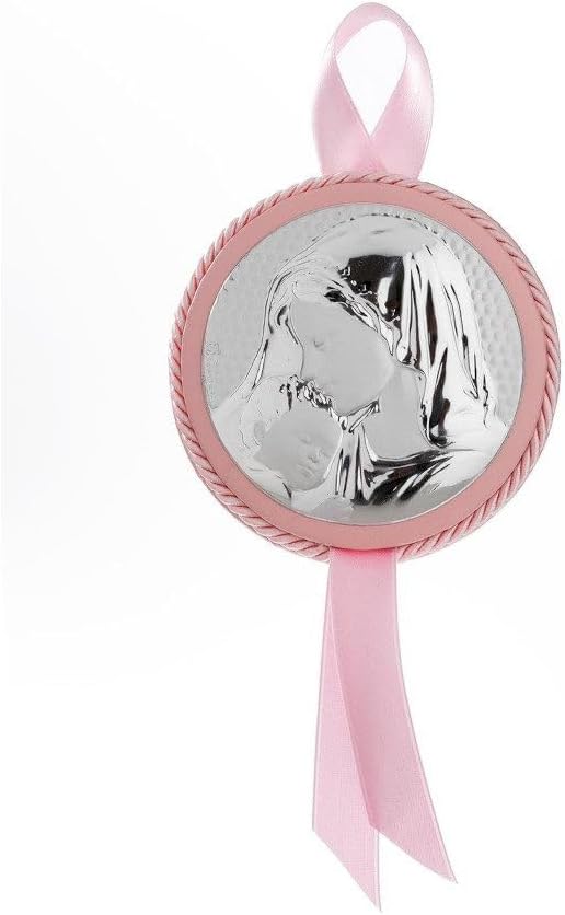 Capoculla Neonato Regalo per Nascita Bimba Bimbo, Medaglione Culla Neonato, Coccarda per Carrozzina Portafortuna Neonato, Disponibile in Due Disegni e Vari Colori
