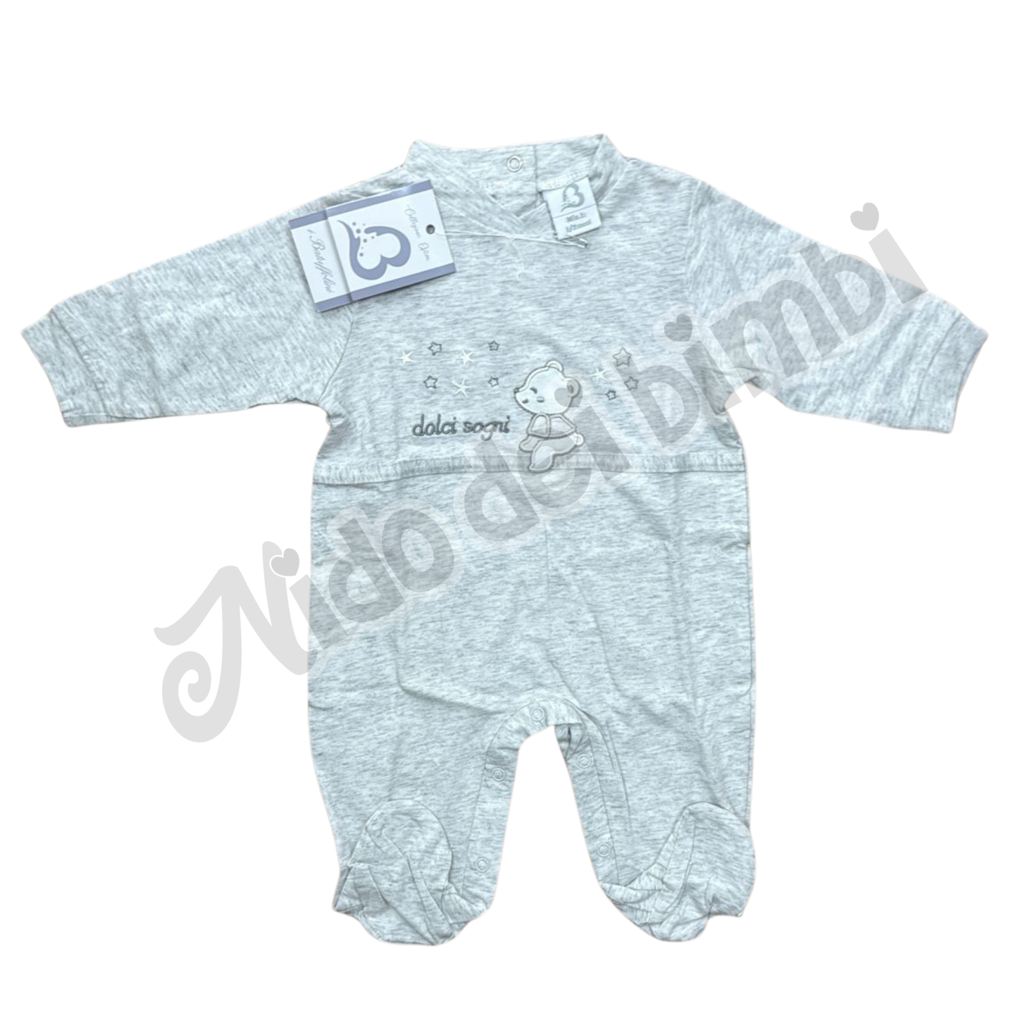 Batuffolini Tutina Jersey neutra Grigio Melange 1/3 mesi 100% Cotone
