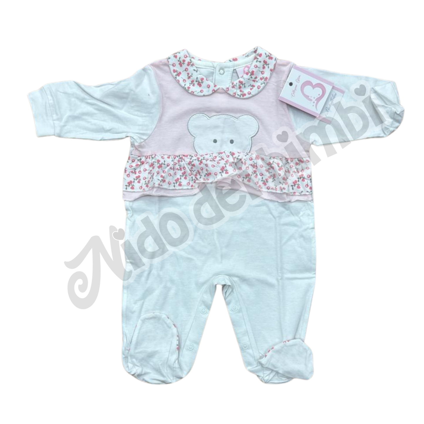 Batuffolini Tutina Jersey Rosa/Bianco 1/3 mesi 100% Cotone