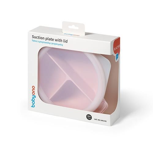 Babyono Piatto a 3 scomparti con ventosa e coperchio