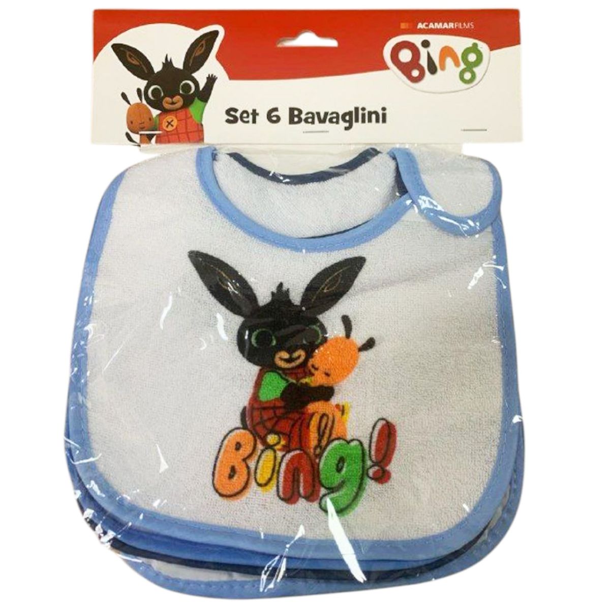 Set 6 Bavaglini strappo Bing in Spugna Plastificata